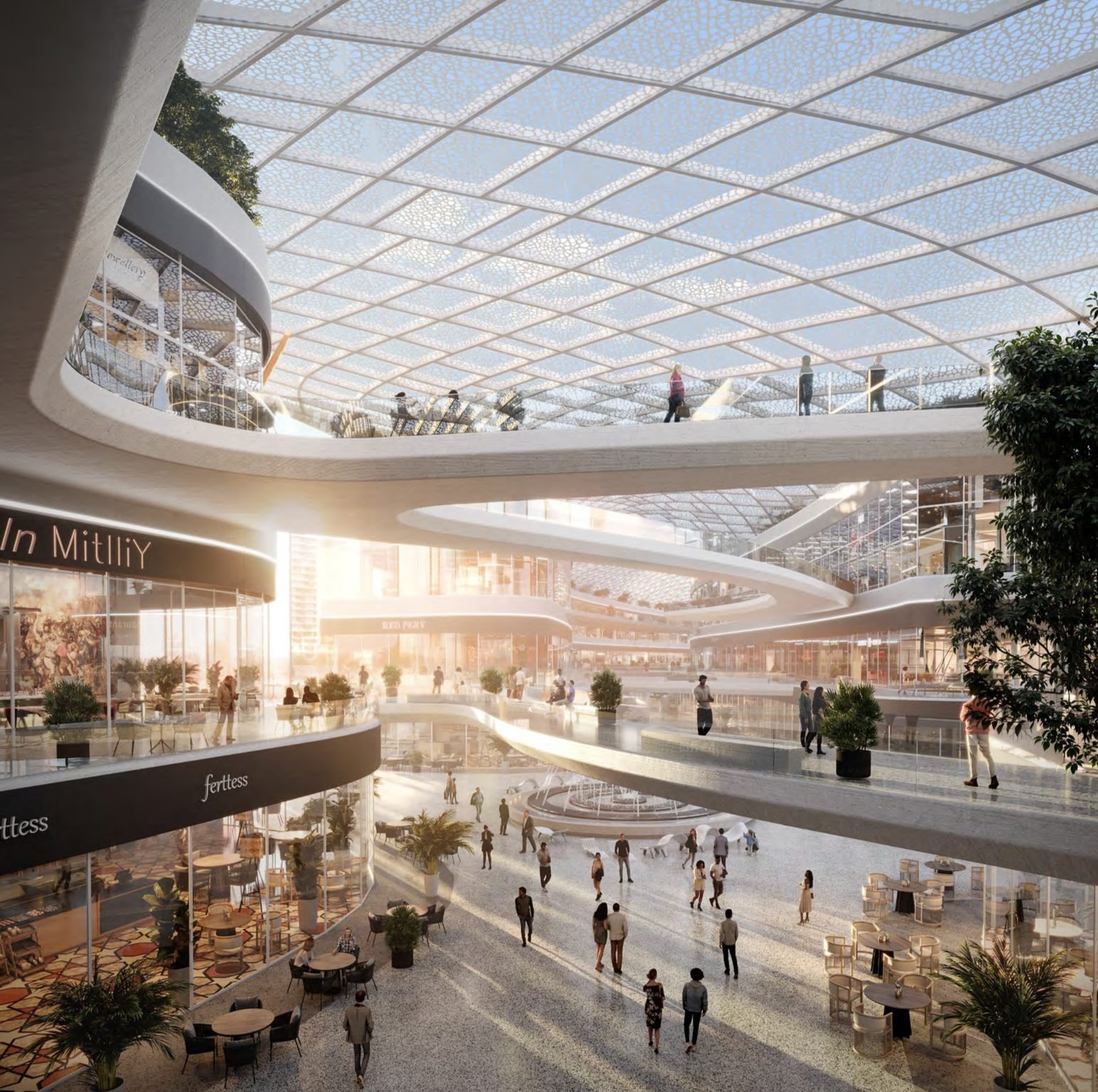 The daylit interior of the shopping mall planned for Azizi Florence.