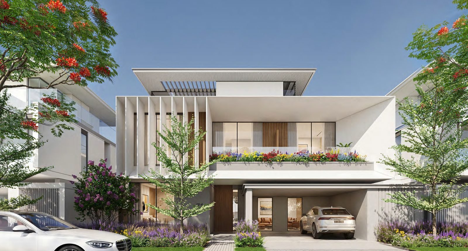 A detached Azizi Florence villa with a wide garden frontage.